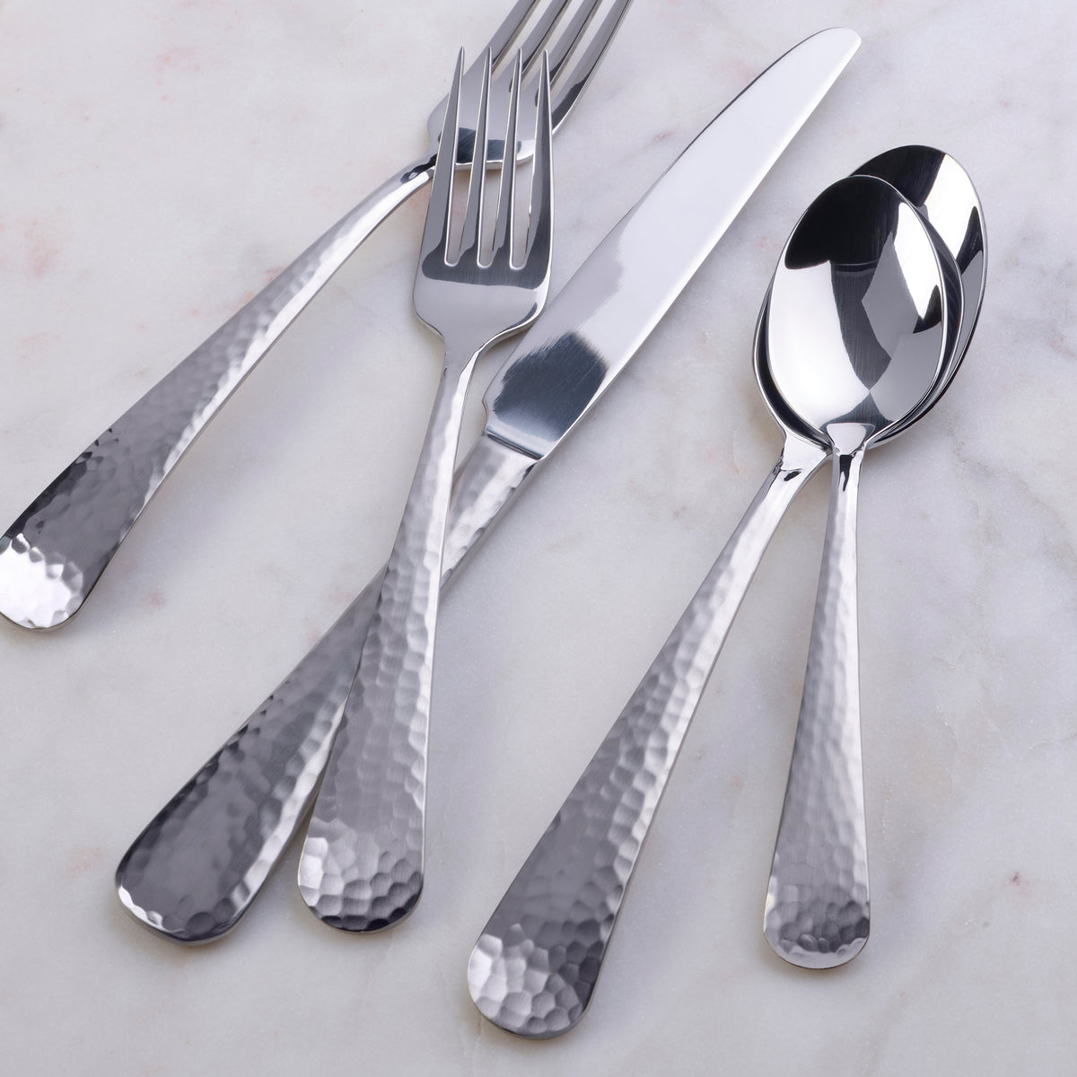 Danica Heirloom Hammered Silver Steel Measuring Spoons Set