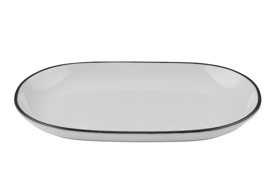 Modest Black Porcelain Coupe Oval Platter 13" x 8"