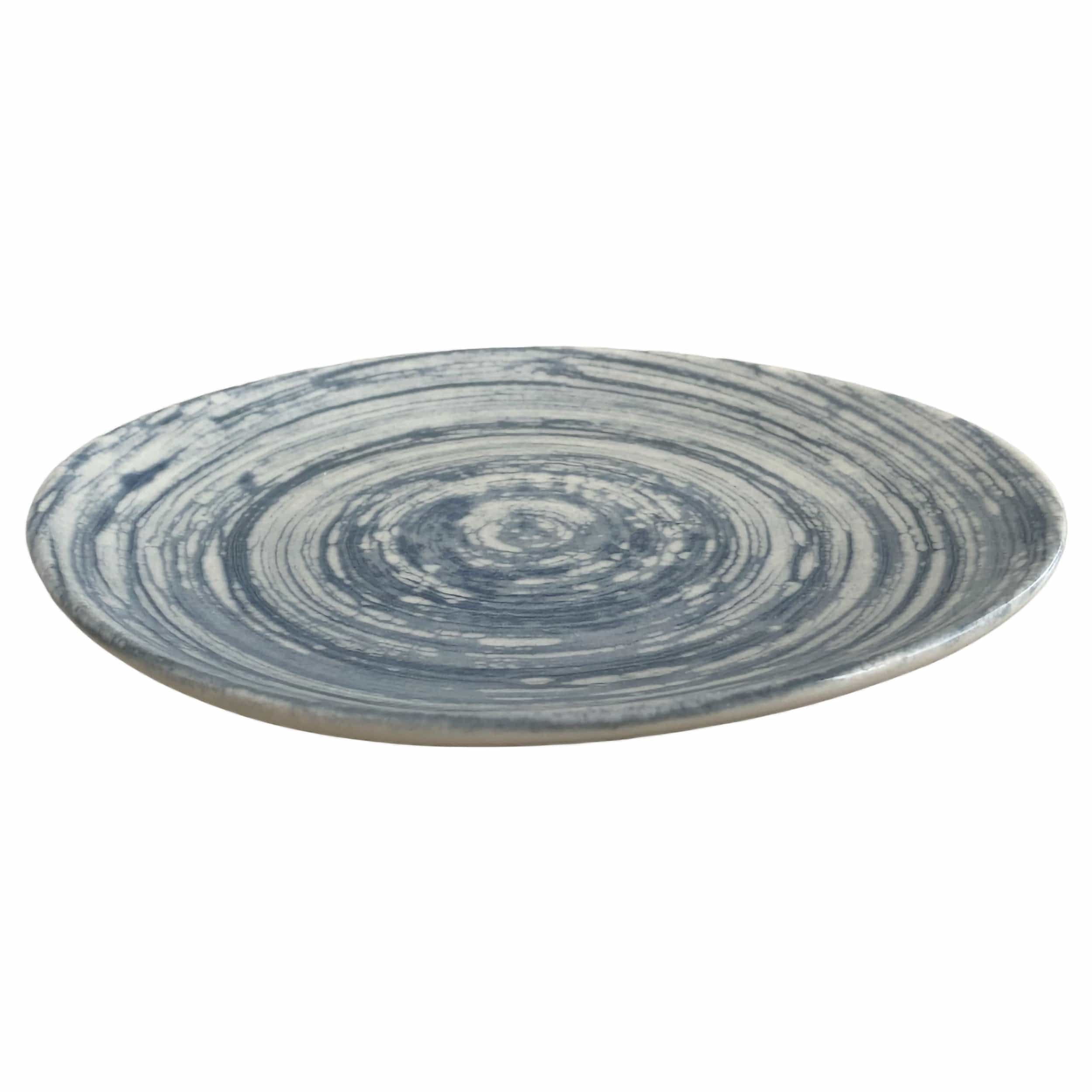 Swirl Blue Vitrified Ceramics Plate Coupe 8.3" x 7.5"