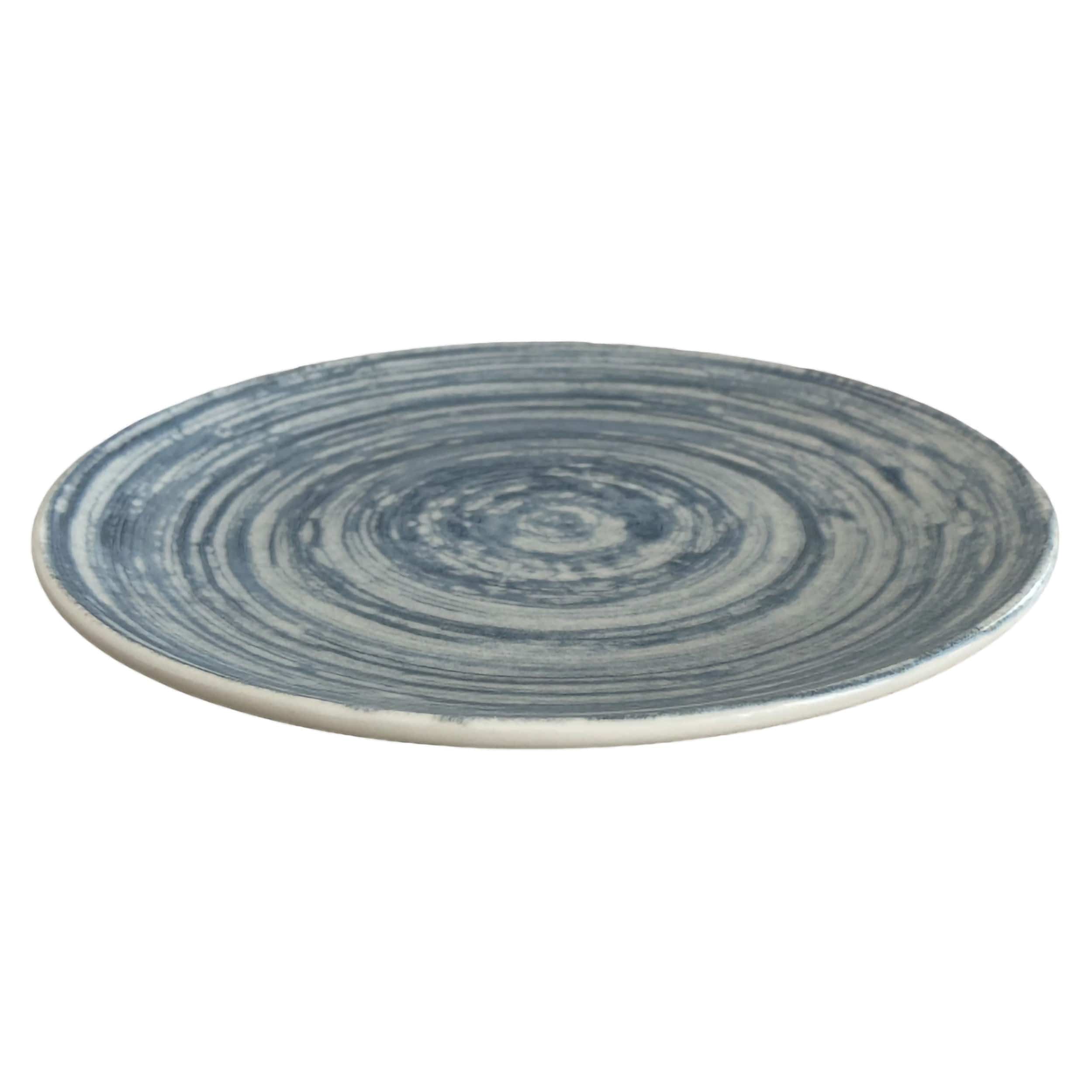 Swirl Blue Vitrified Ceramics Plate Coupe 11"