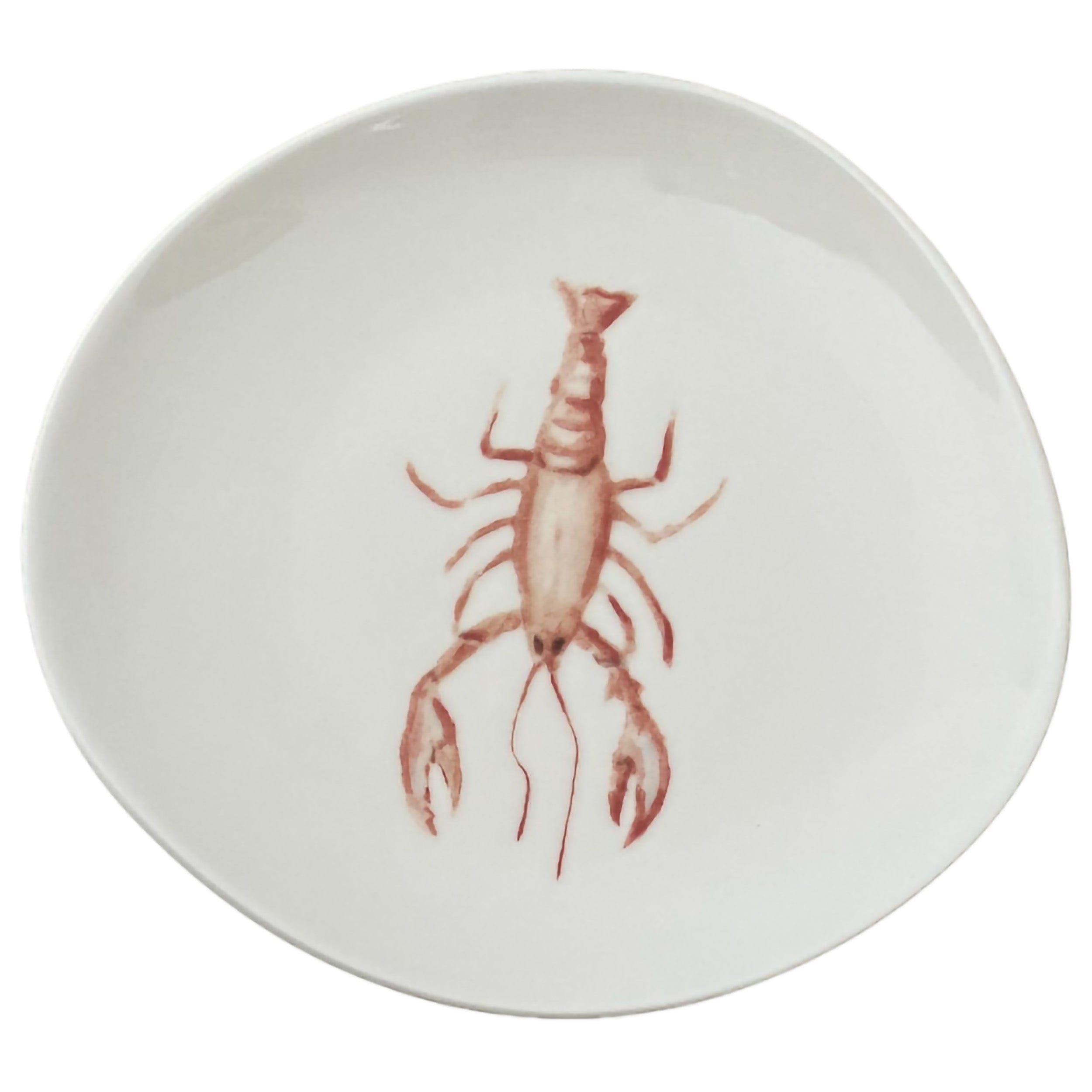 Lobster Blue Vitrified Ceramics Plate Coupe 8.3" x 7.5"